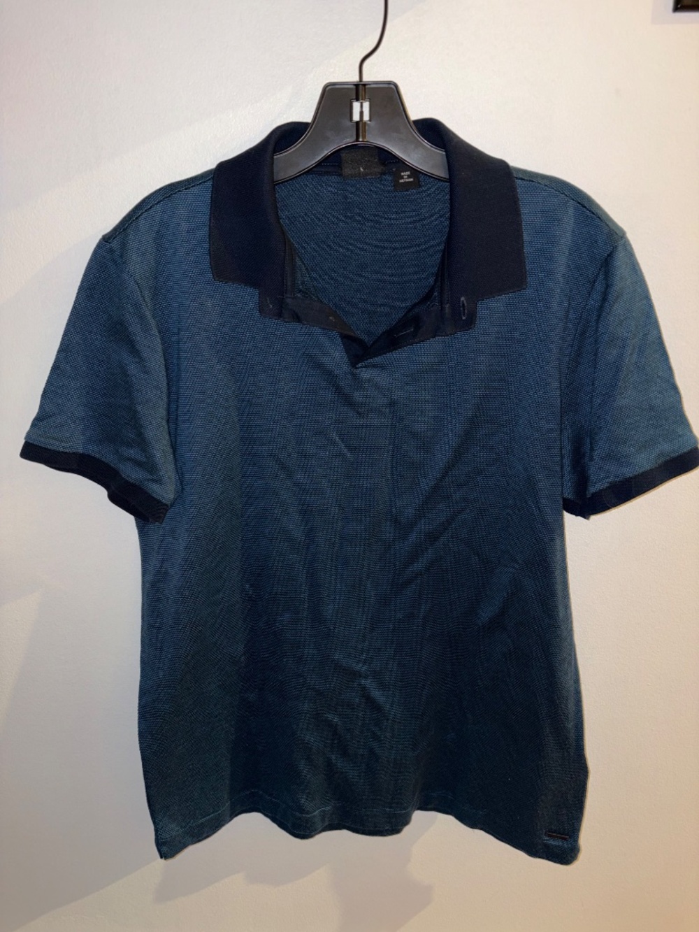 Hugo Boss Mercerized Cotton Slim Fit Polo Shirt Dark Blue Teal Mens size L